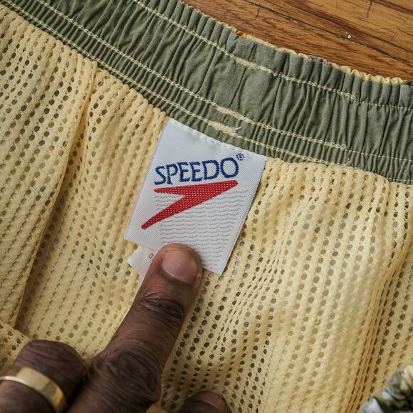 Vintage Speedo Mens Swim Trunks Men's‎ L Yellow Hawaiian Floral Bottoms Swimsuit - Picture 3 of 8